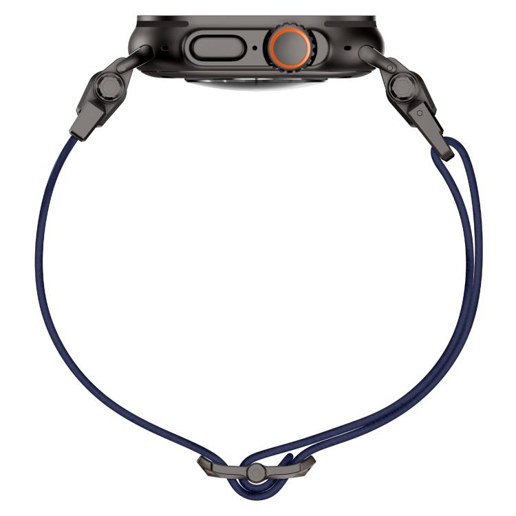 For Apple Watch 46mm / 49mm / 45mm / 44mm Explorer Polyester Nylon Watch Band(Black Blue) by bashfashion