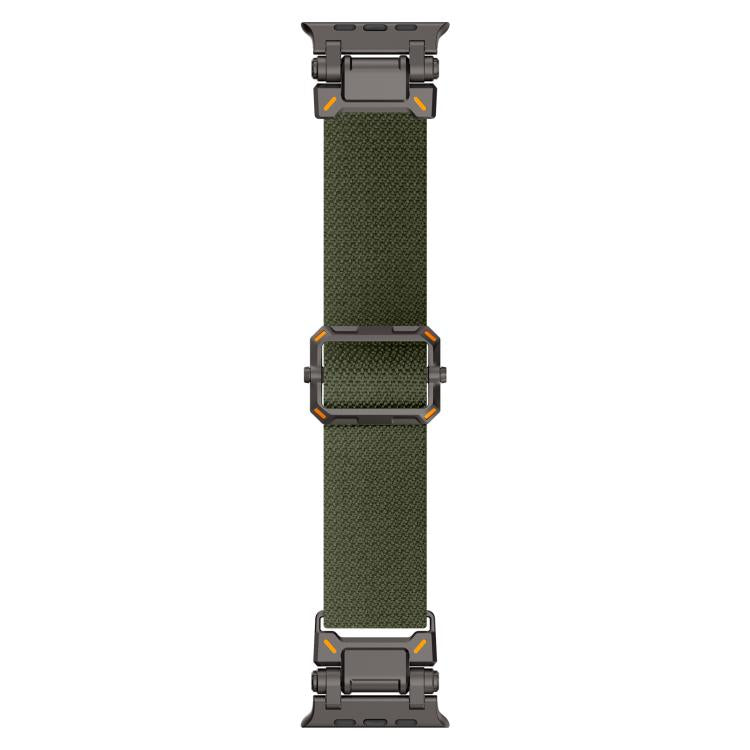 For Apple Watch 46mm / 49mm / 45mm / 44mm Explorer Polyester Nylon Watch Band(Black Green) by bashfashion