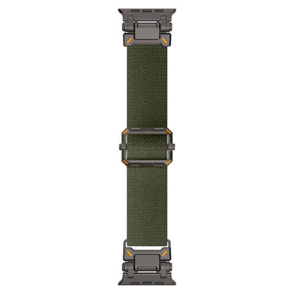 For Apple Watch 46mm / 49mm / 45mm / 44mm Explorer Polyester Nylon Watch Band(Black Green) by bashfashion