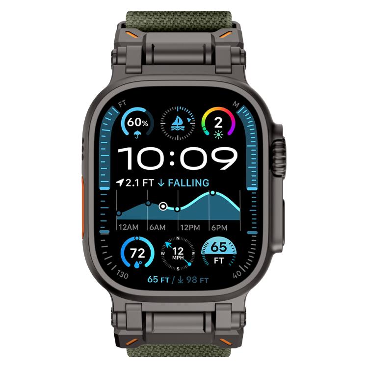 For Apple Watch 46mm / 49mm / 45mm / 44mm Explorer Polyester Nylon Watch Band(Black Green) by bashfashion