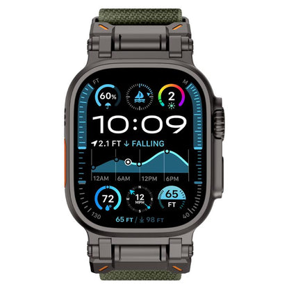 For Apple Watch 46mm / 49mm / 45mm / 44mm Explorer Polyester Nylon Watch Band(Black Green) by bashfashion