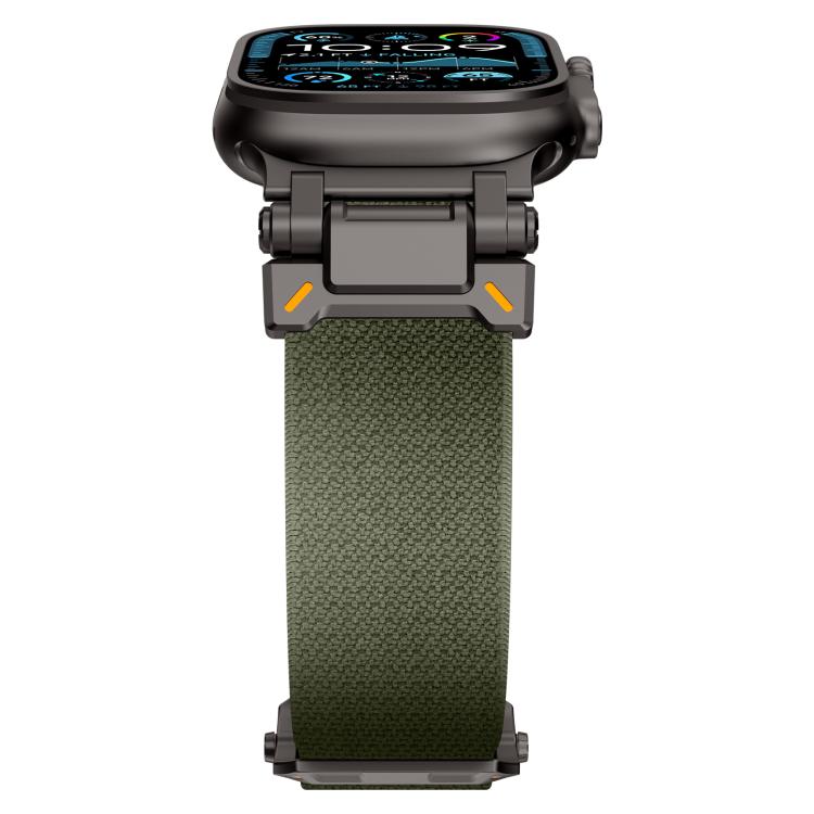 For Apple Watch 46mm / 49mm / 45mm / 44mm Explorer Polyester Nylon Watch Band(Black Green) by bashfashion
