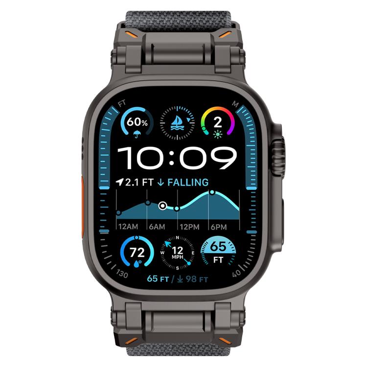 For Apple Watch 46mm / 49mm / 45mm / 44mm Explorer Polyester Nylon Watch Band(Black Gray) by bashfashion