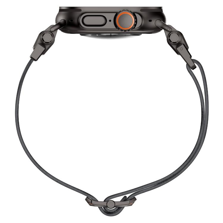 For Apple Watch 46mm / 49mm / 45mm / 44mm Explorer Polyester Nylon Watch Band(Black Gray) by bashfashion