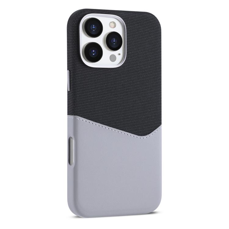 For iPhone 16 Pro Max Kalebol Cloth Textue Stitching Card Slot Magnetic Phone Case(Gray) by Kalebol