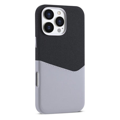 For iPhone 16 Pro Max Kalebol Cloth Textue Stitching Card Slot Magnetic Phone Case(Gray) by Kalebol