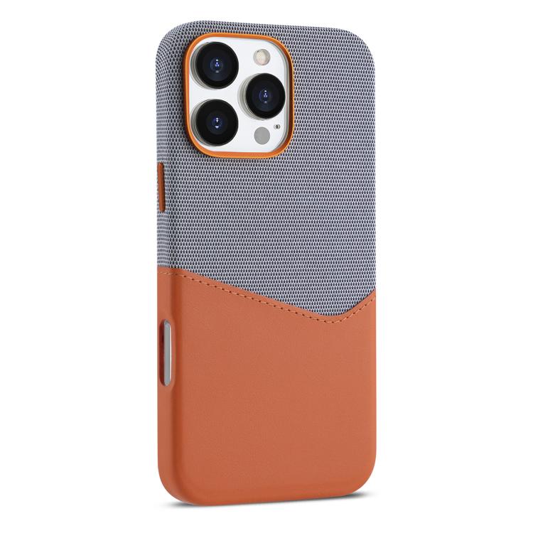For iPhone 16 Pro Kalebol Cloth Textue Stitching Card Slot Magnetic Phone Case(Orange) by Kalebol