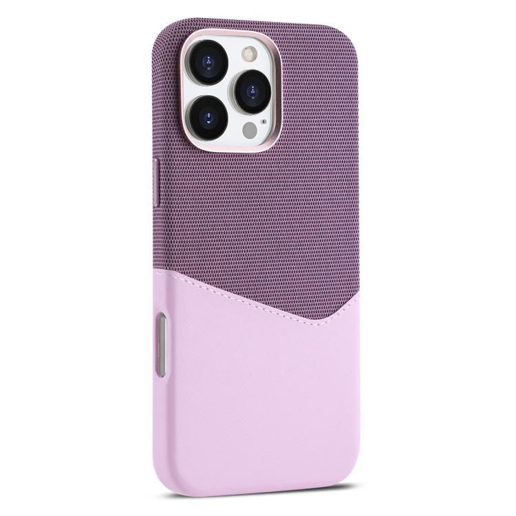 For iPhone 16 Pro Kalebol Cloth Textue Stitching Card Slot Magnetic Phone Case(Pink) by Kalebol
