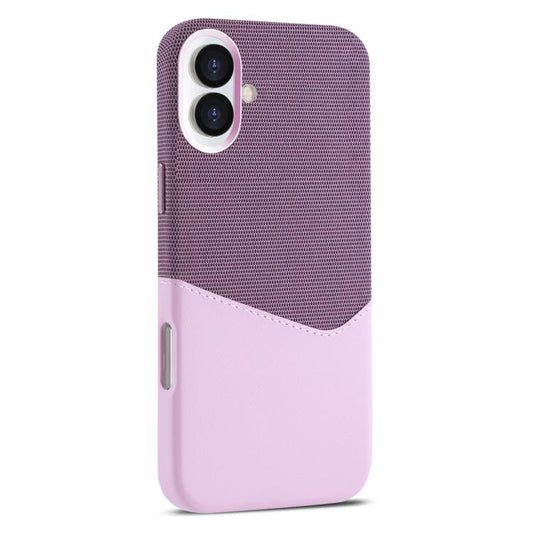 For iPhone 16 Plus Kalebol Cloth Textue Stitching Card Slot Magnetic Phone Case(Pink) by Kalebol