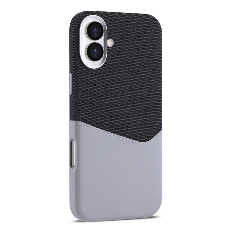 For iPhone 16 Plus Kalebol Cloth Textue Stitching Card Slot Magnetic Phone Case(Gray) by Kalebol