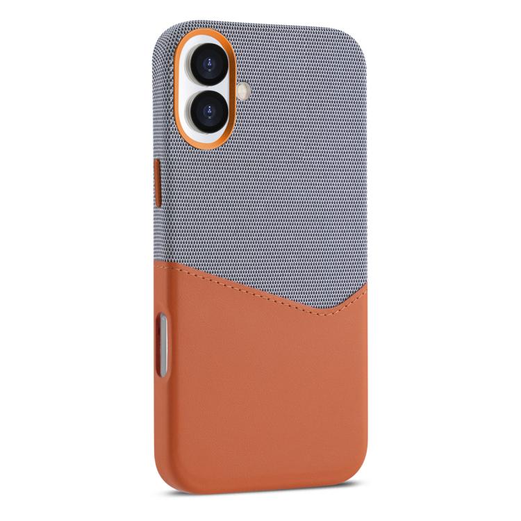 For iPhone 16 Kalebol Cloth Textue Stitching Card Slot Magnetic Phone Case(Orange) by Kalebol
