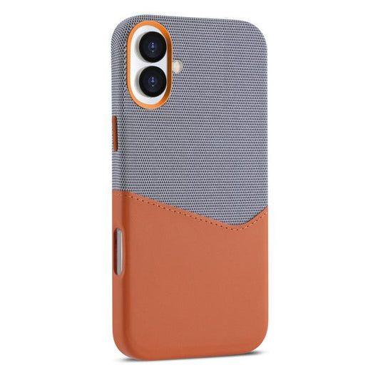 For iPhone 16 Kalebol Cloth Textue Stitching Card Slot Magnetic Phone Case(Orange) by Kalebol