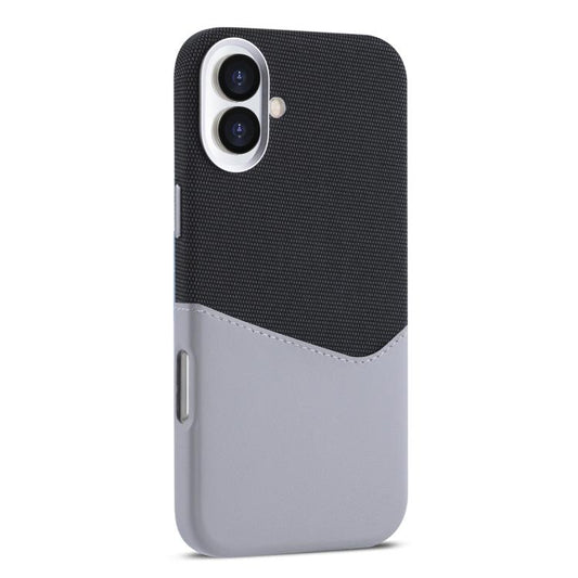 For iPhone 16 Kalebol Cloth Textue Stitching Card Slot Magnetic Phone Case(Gray) by Kalebol
