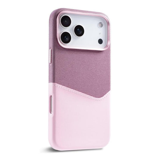 For iPhone 17 Pro Max Kalebol Cloth Textue Stitching Card Slot Magnetic Phone Case(Pink) by Kalebol