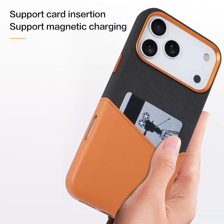 For iPhone 17 Kalebol Cloth Textue Stitching Card Slot Magnetic Phone Case(Pink) by Kalebol