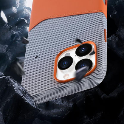 For iPhone 16 Pro Kalebol Cloth Textue Stitching Card Slot Magnetic Phone Case(Orange) by Kalebol