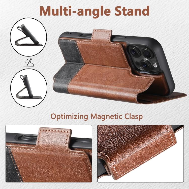 For iPhone 16 Pro Max Suteni Q06 2-in-1 Multi-function Detachable Wallet MagSafe Phone Case(Brown) by Suteni