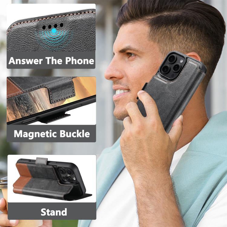 For iPhone 16 Pro Suteni Q06 2-in-1 Multi-function Detachable Wallet MagSafe Phone Case(Black) by Suteni