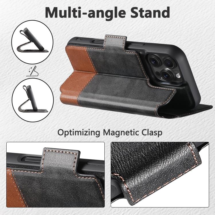 For iPhone 16 Pro Suteni Q06 2-in-1 Multi-function Detachable Wallet MagSafe Phone Case(Black) by Suteni