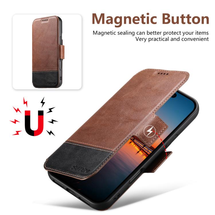For iPhone 16 Plus Suteni Q06 2-in-1 Multi-function Detachable Wallet MagSafe Phone Case(Brown) by Suteni