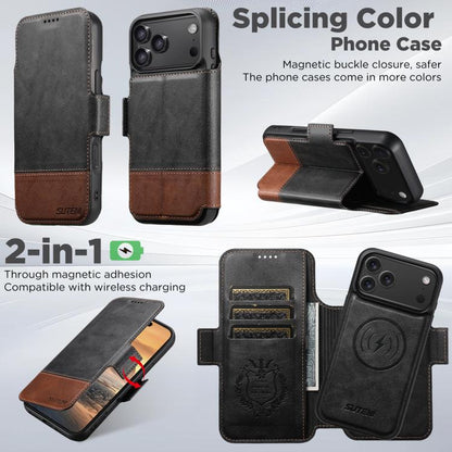 For iPhone 17 Pro Max Suteni Q06 2-in-1 Multi-function Detachable Wallet MagSafe Phone Case(Black) by Suteni