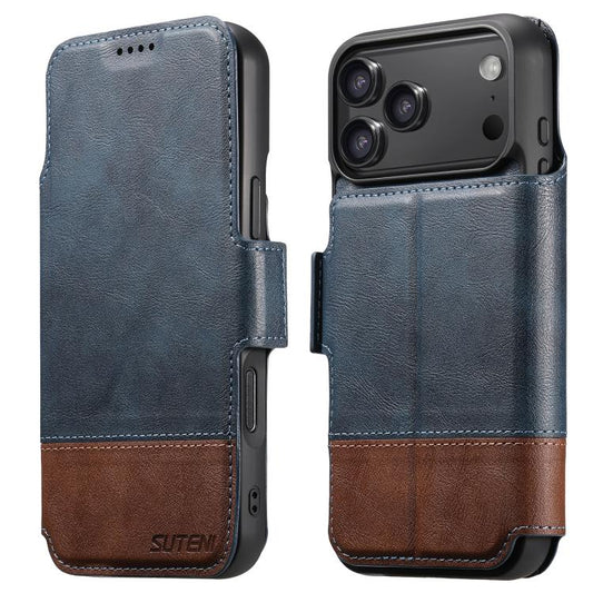 For iPhone 17 Pro Max Suteni Q06 2-in-1 Multi-function Detachable Wallet MagSafe Phone Case(Blue) by Suteni