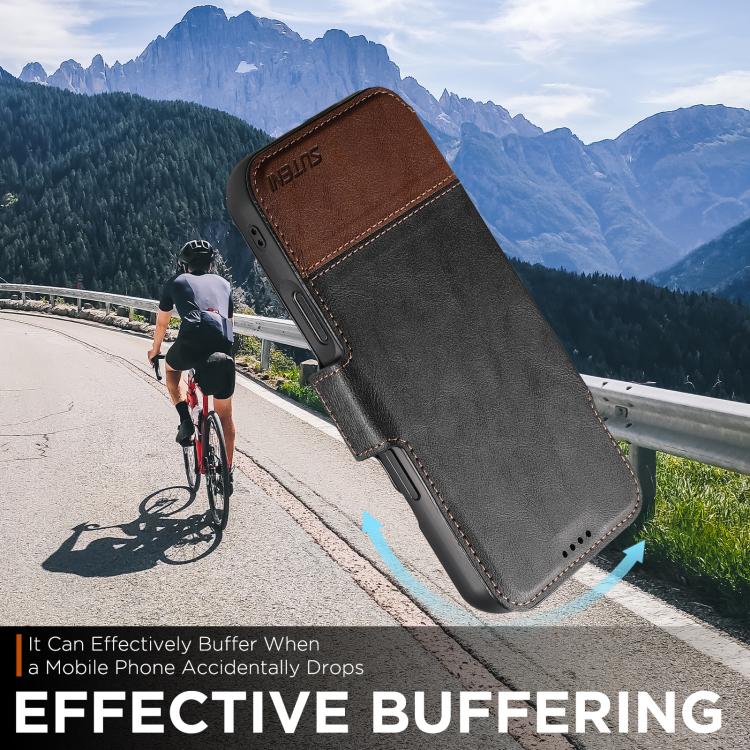 For iPhone 17 Pro Suteni Q06 2-in-1 Multi-function Detachable Wallet MagSafe Phone Case(Black) by Suteni