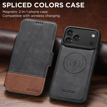 For iPhone 17 Pro Suteni Q06 2-in-1 Multi-function Detachable Wallet MagSafe Phone Case(Black) by Suteni