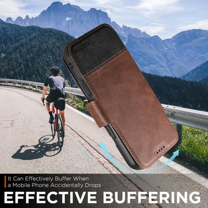 For iPhone 17 Pro Suteni Q06 2-in-1 Multi-function Detachable Wallet MagSafe Phone Case(Brown) by Suteni