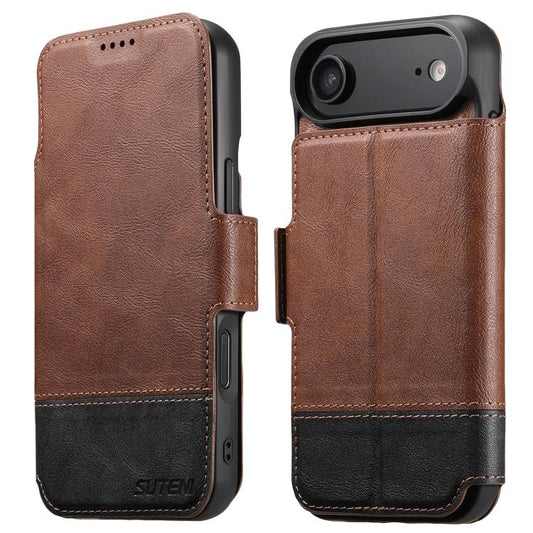 For iPhone Air Suteni Q06 2-in-1 Multi-function Detachable Wallet MagSafe Phone Case(Brown) by Suteni