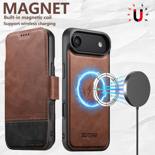 For iPhone Air Suteni Q06 2-in-1 Multi-function Detachable Wallet MagSafe Phone Case(Brown) by Suteni