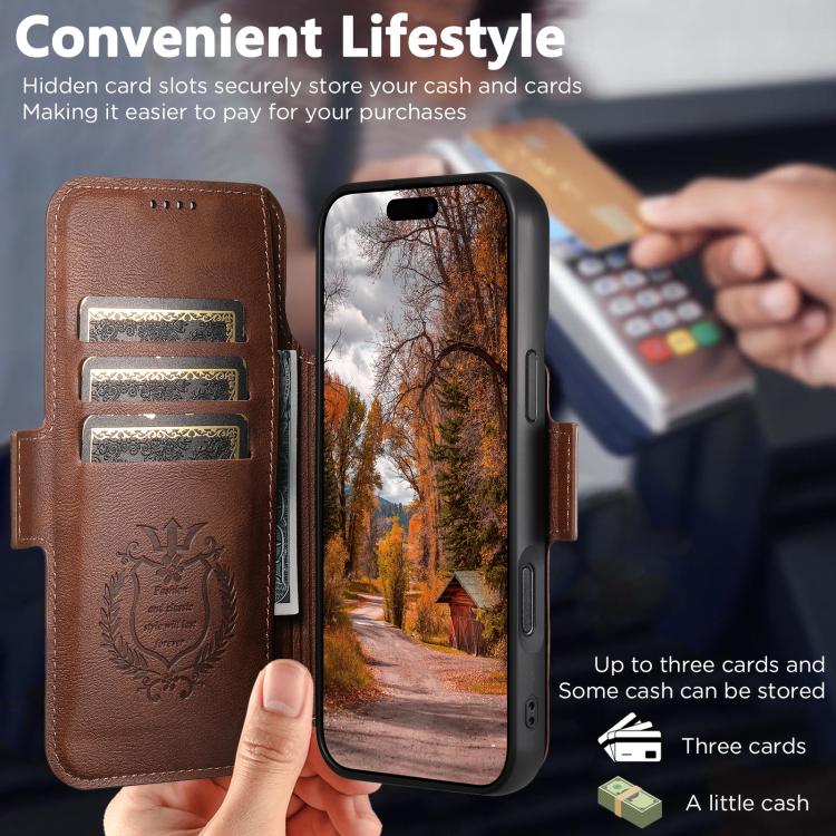 For iPhone Air Suteni Q06 2-in-1 Multi-function Detachable Wallet MagSafe Phone Case(Brown) by Suteni