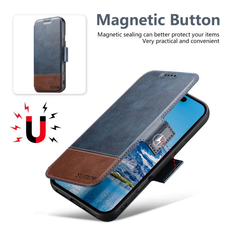 For iPhone 17 Suteni Q06 2-in-1 Multi-function Detachable Wallet MagSafe Phone Case(Blue) by Suteni