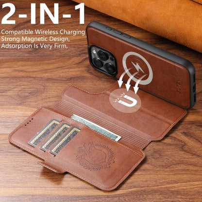 For iPhone 16 Pro Suteni Q07 2-in-1 Multi-function Detachable Wallet MagSafe Phone Case(Brown) by Suteni