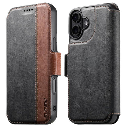 For iPhone 16 Plus Suteni Q07 2-in-1 Multi-function Detachable Wallet MagSafe Phone Case(Black) by Suteni