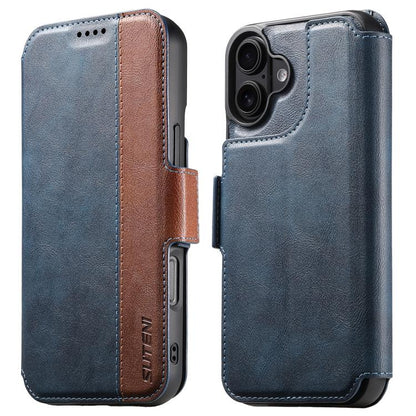 For iPhone 16 Suteni Q07 2-in-1 Multi-function Detachable Wallet MagSafe Phone Case(Blue) by Suteni