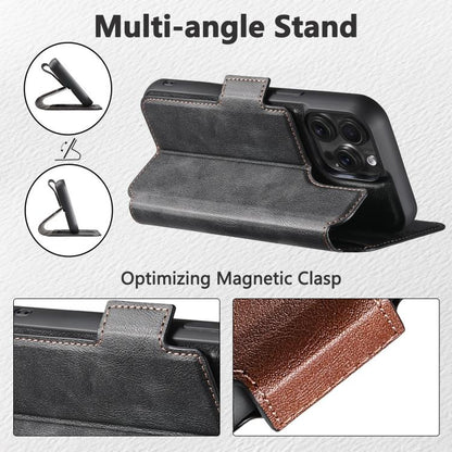 For iPhone 17 Pro Max Suteni Q07 2-in-1 Multi-function Detachable Wallet MagSafe Phone Case(Black) by Suteni