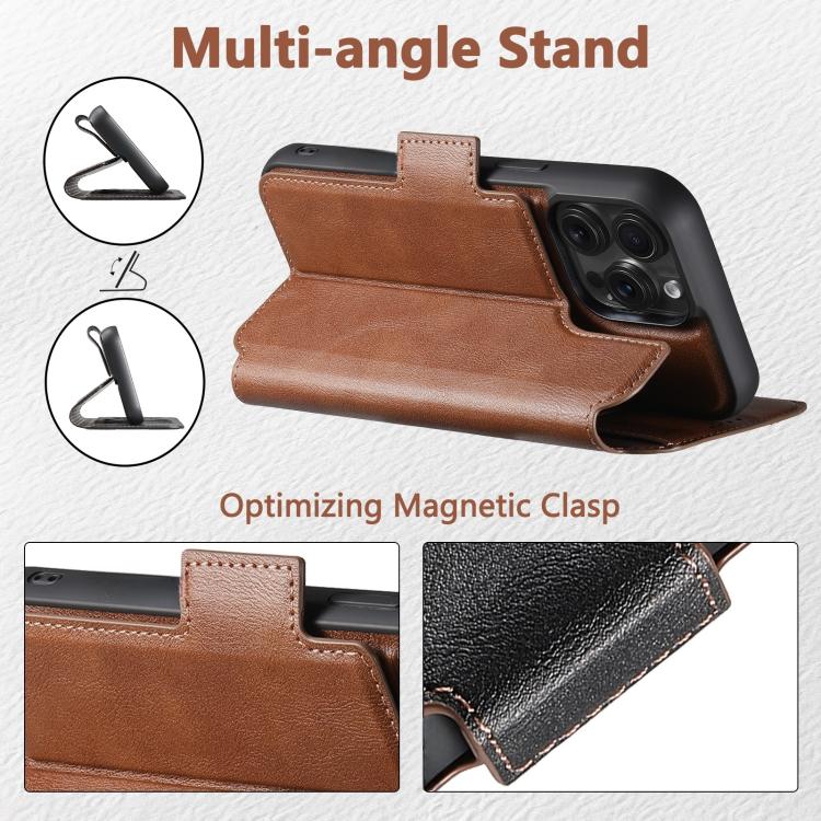 For iPhone 17 Pro Max Suteni Q07 2-in-1 Multi-function Detachable Wallet MagSafe Phone Case(Brown) by Suteni