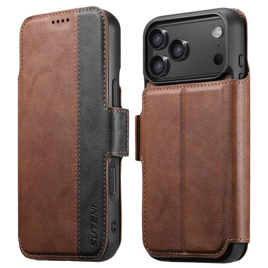 For iPhone 17 Pro Suteni Q07 2-in-1 Multi-function Detachable Wallet MagSafe Phone Case(Brown) by Suteni
