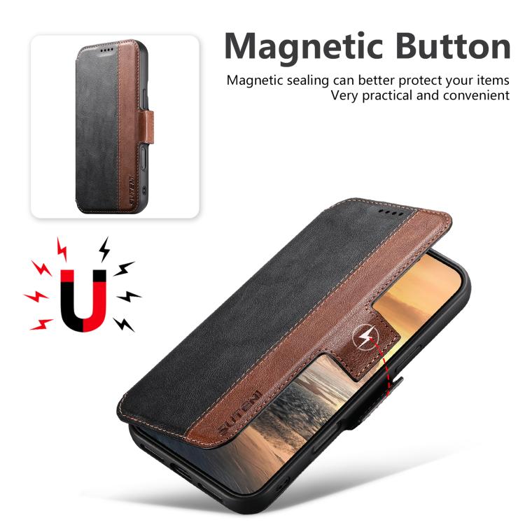 For iPhone 17 Suteni Q07 2-in-1 Multi-function Detachable Wallet MagSafe Phone Case(Black) by Suteni