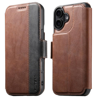 For iPhone 17 Suteni Q07 2-in-1 Multi-function Detachable Wallet MagSafe Phone Case(Brown) by Suteni