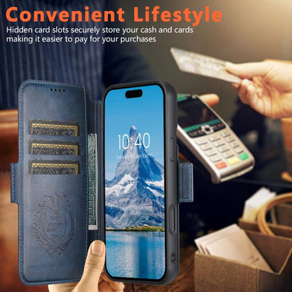 For iPhone 17 Suteni Q07 2-in-1 Multi-function Detachable Wallet MagSafe Phone Case(Blue) by Suteni