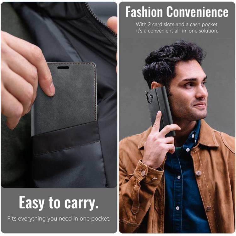 For iPhone 16 CaseMe 033 Calf Leather Lining Microfibre RFID Blocking Phone Case(Black) by CaseMe