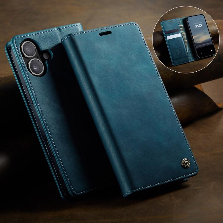 For iPhone 16 CaseMe 033 Calf Leather Lining Microfibre RFID Blocking Phone Case(Green) by CaseMe