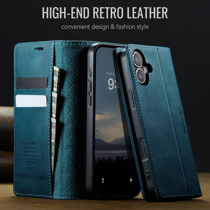 For iPhone 16 CaseMe 033 Calf Leather Lining Microfibre RFID Blocking Phone Case(Green) by CaseMe