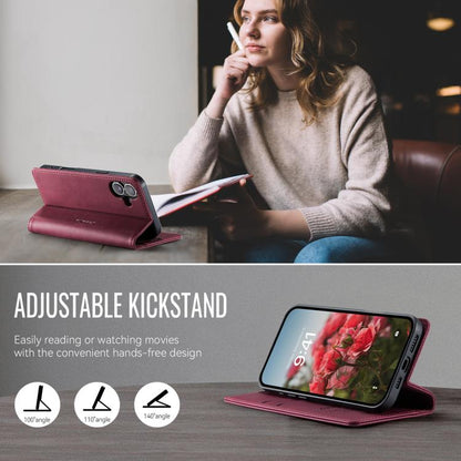 For iPhone 16 Plus CaseMe 033 Calf Leather Lining Microfibre RFID Blocking Phone Case(Red) by CaseMe