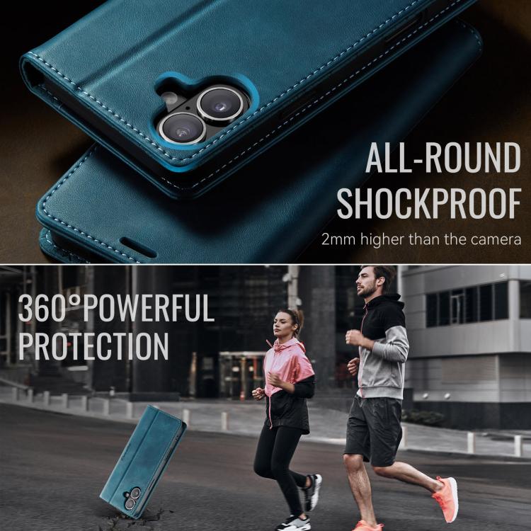 For iPhone 16 Plus CaseMe 033 Calf Leather Lining Microfibre RFID Blocking Phone Case(Green) by CaseMe