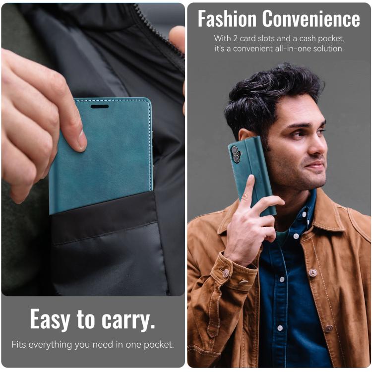 For iPhone 16 Plus CaseMe 033 Calf Leather Lining Microfibre RFID Blocking Phone Case(Green) by CaseMe