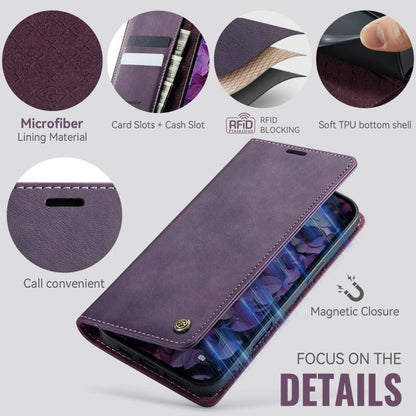 For iPhone 16 Plus CaseMe 033 Calf Leather Lining Microfibre RFID Blocking Phone Case(Purple) by CaseMe