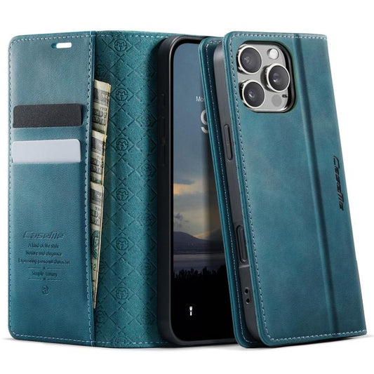 For iPhone 16 Pro CaseMe 033 Calf Leather Lining Microfibre RFID Blocking Phone Case(Green) by CaseMe